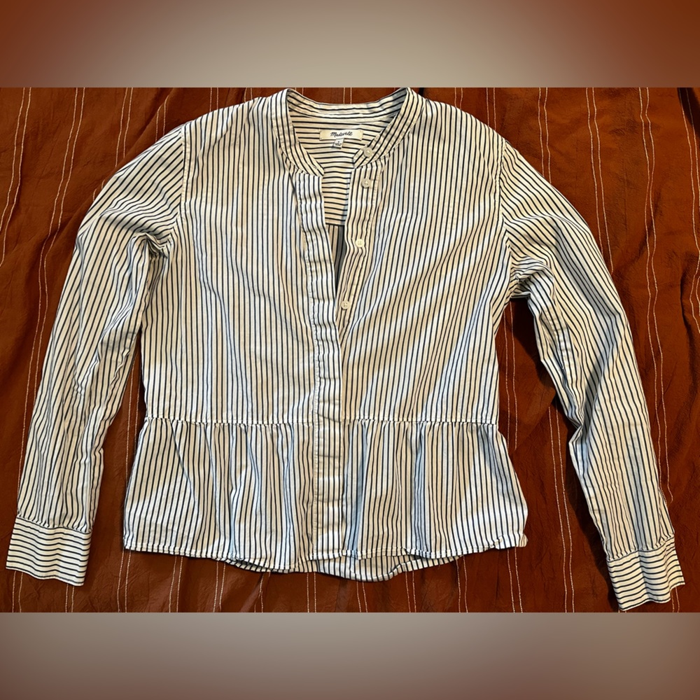 Madewell Babydoll Blouse - Blue and white striped